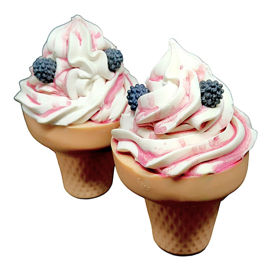 Raspberry Ripple ice cream cone handmade soap