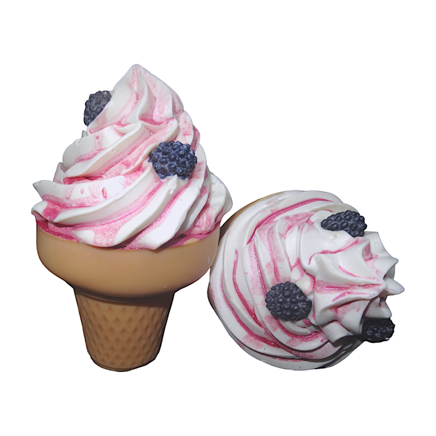 Raspberry Ripple ice cream cone handmade soap